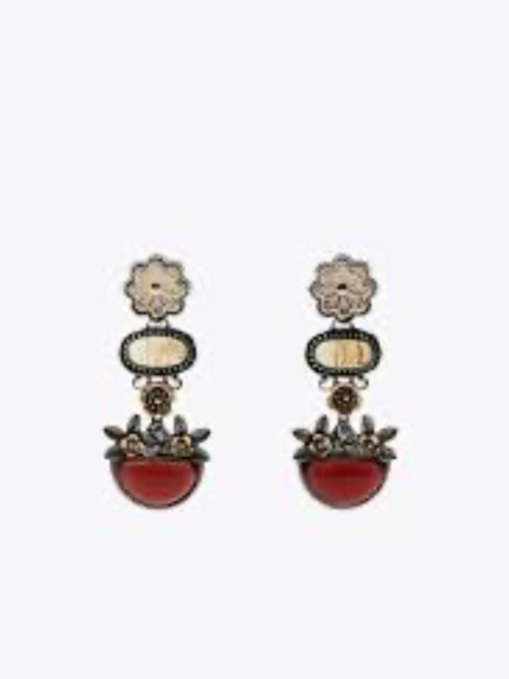 NWT Zara Floral Drop Resin Earrings - Picture 2 of 8